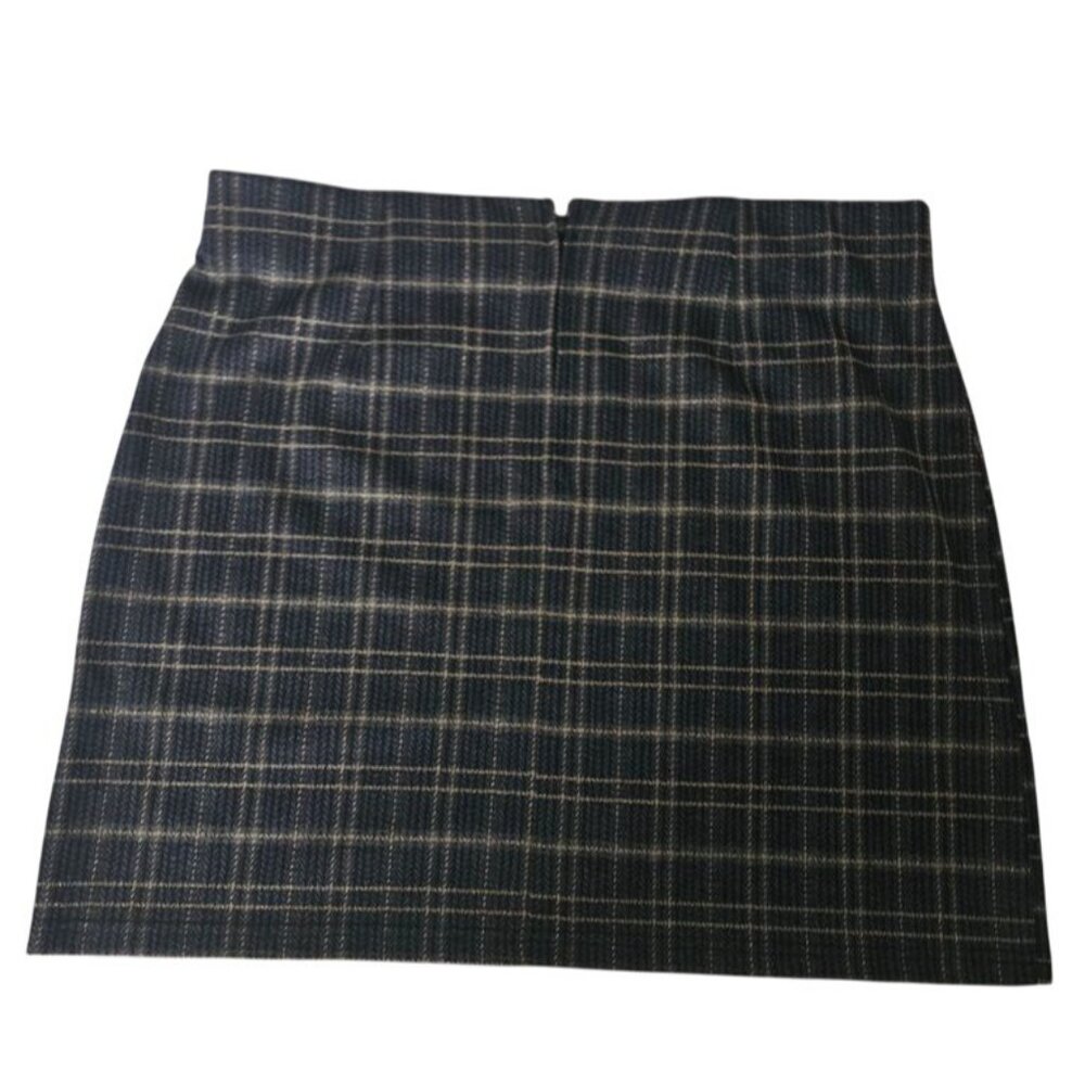 Modcloth Women's Navy Blue Silver Lining Plaid Faux Pocket Mini Skirt XL/TG‎ NWT - Picture 3 of 13